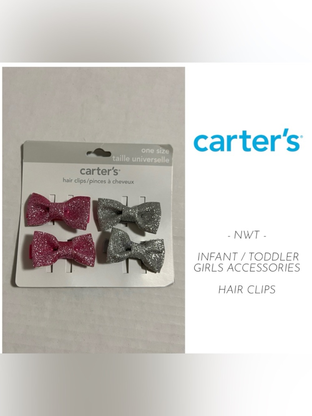🆕CARTER’S - NWT - INFANT / TODDLER GIRLS 4PK HAIR CLIPS